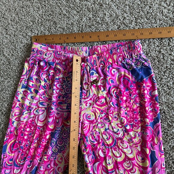 Lilly Pulitzer Womens Sz M Pink Multicolor Elastic Waist Drawstring Lounge Pants - Picture 5 of 8